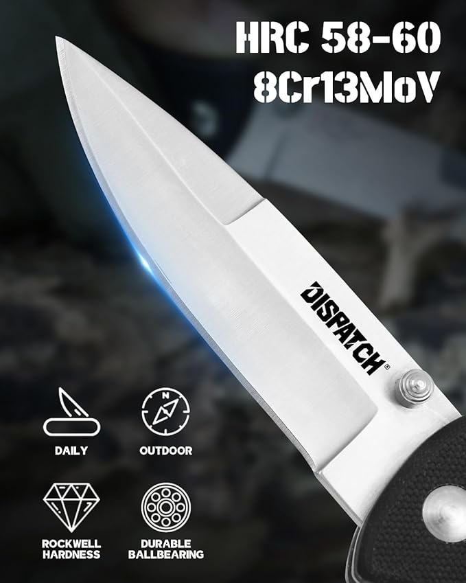 Folding Pocket Knife with Clip, 3" 8Cr13MoV Steel Drop Point Blade with G10 Handle, Liner Lock Pocket Knives for Men Women Outdoor Camping Hunting Hiking Survival Pocketknife