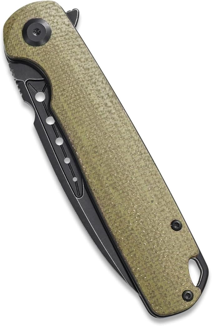 Sitivien ST131 Folding Knife,D2 Blade Micarta Handle EDC Tool Knife with Liner Lock for Outdoor Camping Hiking Fishing(Green)