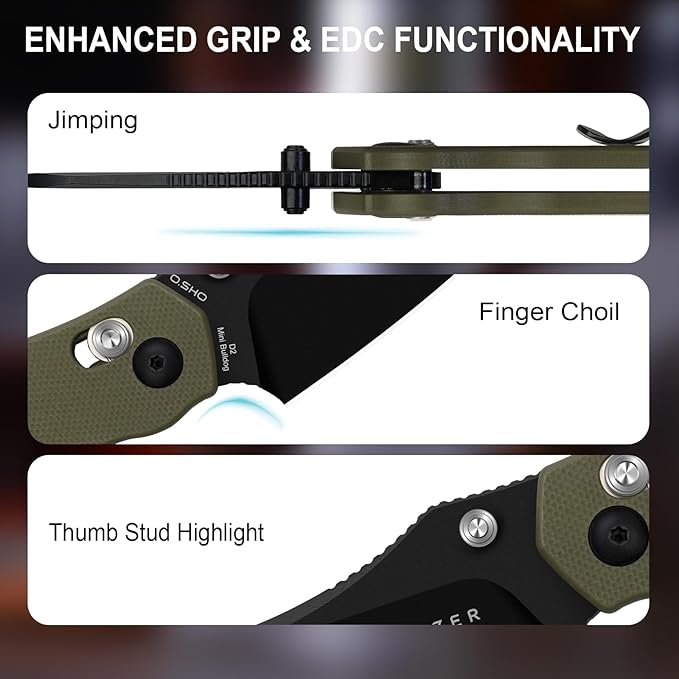 Kizer Mini Bulldog Pocket Knife, 2.5??D2 Sheepsfoot Blade Folding Knife, G10 Handle Clutch Lock Small EDC Knife for Men Women Gift, Fishing Hiking Camping Hunting Knives V3672SA4