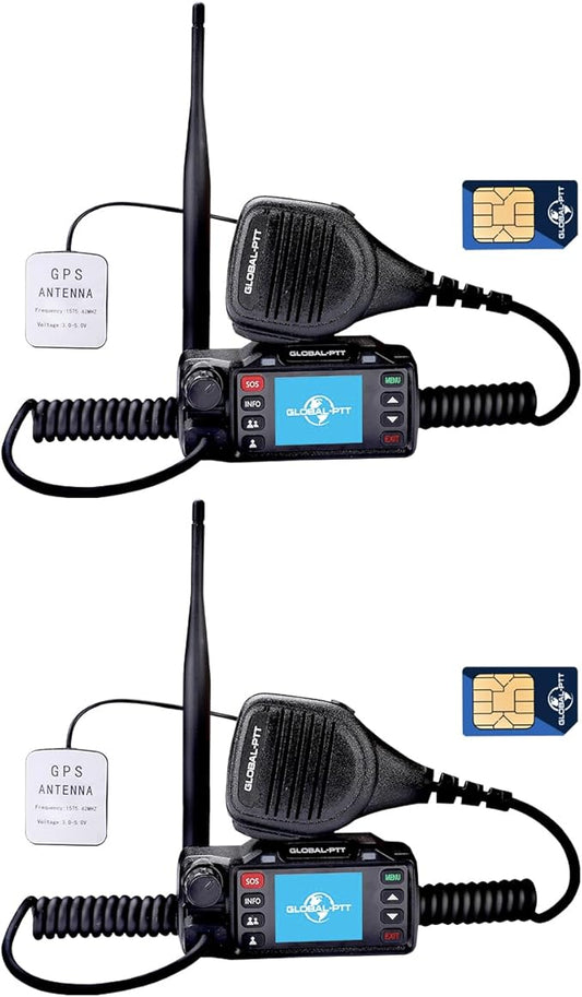2-Pack Push-to-Talk Over Cellular (PoC) Mobile Radios with GPS SOS - 4G LTE Nationwide PTT Unlimited Range License-Free for in-Vehicle Communication Include Dispatch Account (GPS)