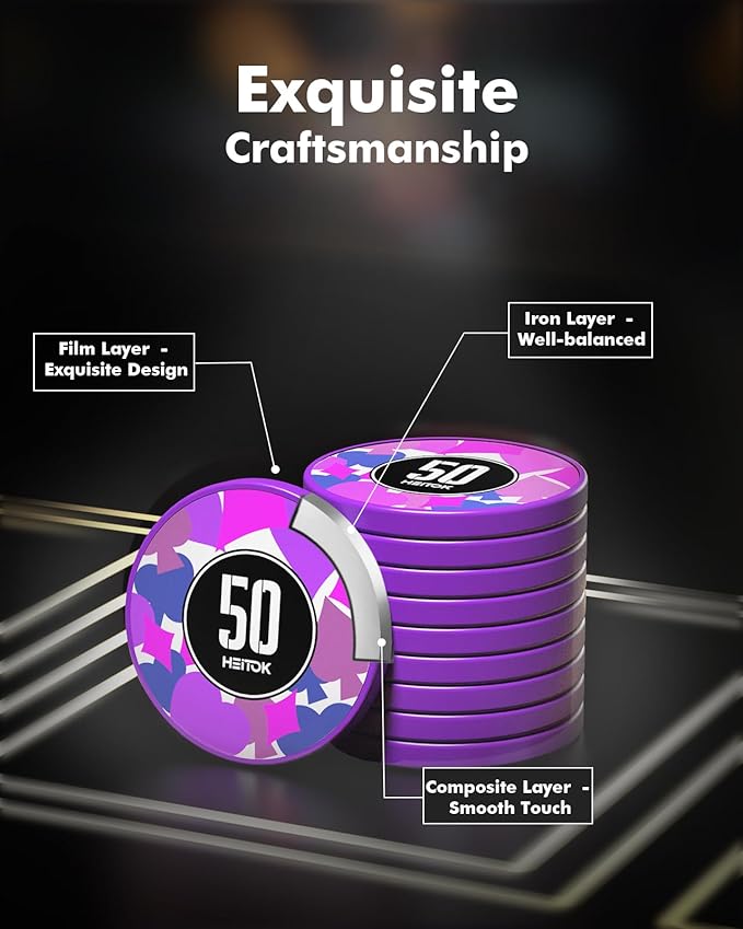 Poker Chips with Denominations, 600-pcs 11.5g Weighted Numbered Casino Chips Set, 2 Decks with Compact Aluminum Case for Texas Hold'em, Blackjack