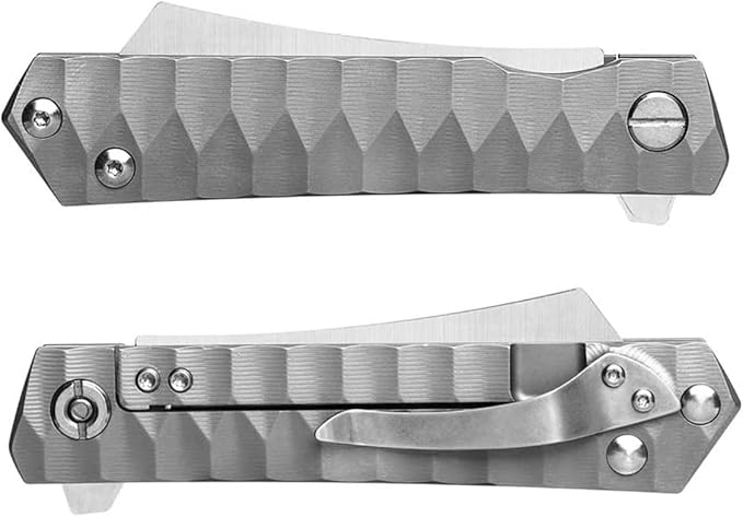 Titanium Custom Pocket Folding Knife Razor Blade Ball Bearing System with TC4 Titanium Lightweight Handle for Outdoor Camping Survival,Gift for Gentleman Husband Men