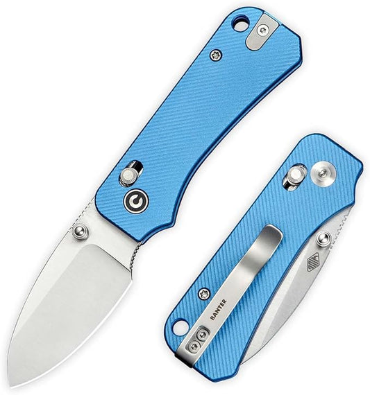 CIVIVI Small Pocket Knife for EDC, Baby Banter 2 Crossbar Lock folding Knife with 2.34" Nitro-V Blade Aluminum Handle, Titanium Thumb Stud Opener C23074-1