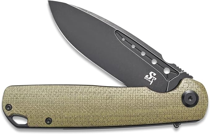 Sitivien ST131 Folding Knife,D2 Blade Micarta Handle EDC Tool Knife with Liner Lock for Outdoor Camping Hiking Fishing(Green)