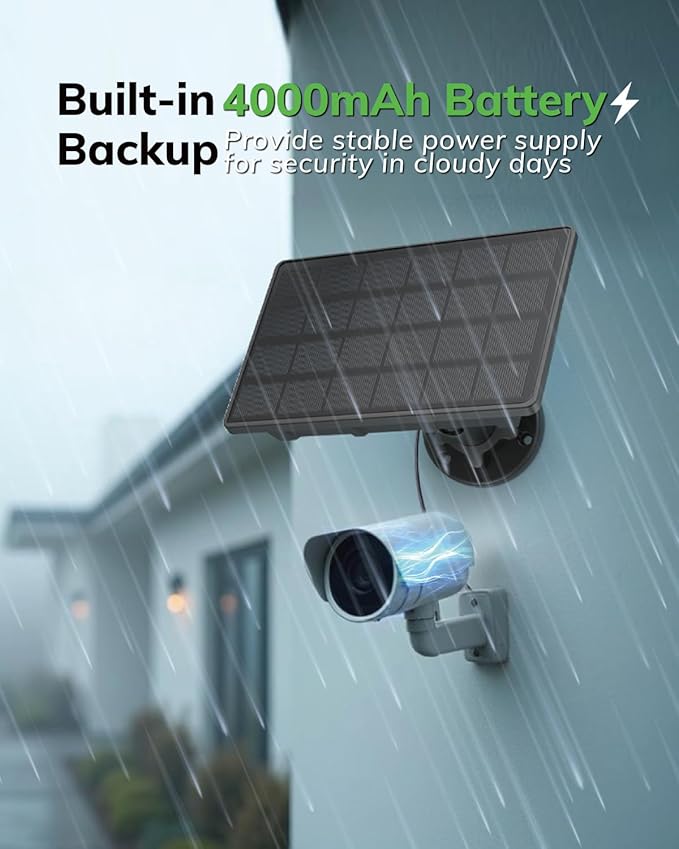 EcoShield Solar Panel Battery for Ring Outdoor Camera ??UPPEROSEY 4W Solar Powered Outdoor Charger with 4400 mAh Battery for Home Security Driveway, IP66, Included USB-C & Barrel Plug, Black