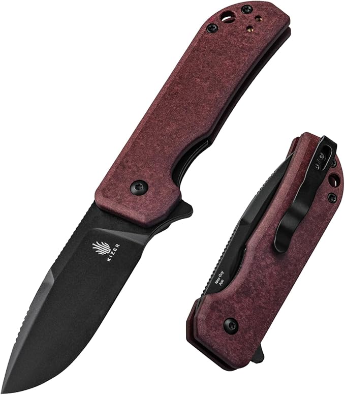 Kizer Nice Guy Pocket Folding Knife, 2.84" Nitro V Blade, Lightweight Sharp Camping and Hiking Tool, Comfort Richlite Handle, Liner Lock Flipper V3011A4