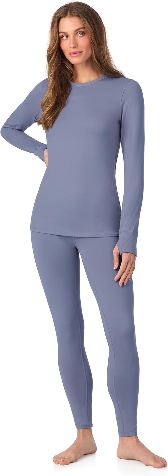 Cuddl Duds Womens Fleece Lined Thermal Base Layer Set – Long Sleeve Shirt & Leggings for Cold Weather – Lounge Set for Women