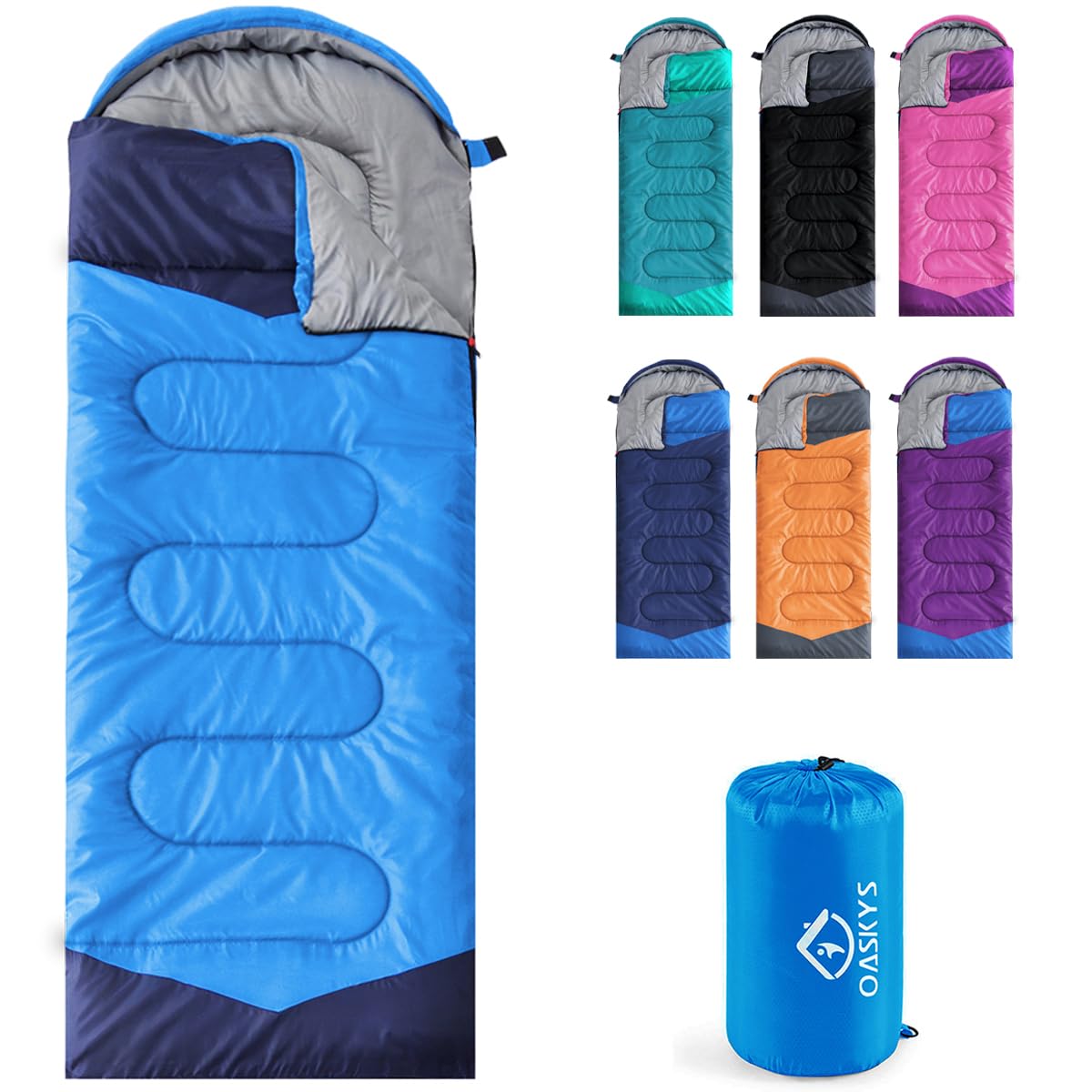 oaskys Camping Sleeping Bag - 3 Season Warm & Cool Weather - Summer Spring Fall Lightweight