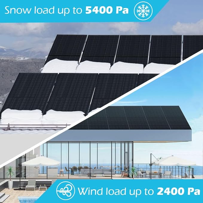 SUNGOLDPOWER 8pcs 370W Solar Panels Monocrystalline, Grade A Solar Cell, Waterproof IP68, High Efficiency Solar Panel On/Off Grid Supplies for Charging Station, Household, Marine, RV, Tiny House