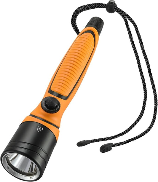 Premium Diving Safety Light – Powerful Waterproof Flashlight for Scuba Gear & Spearfishing – Up to 300 Meters Range, IPX8 Rated Dive Light