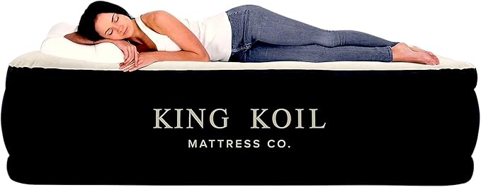 King Koil Luxury Twin Air Mattress with Built in Pump, 20??Double High Twin Size Premium Airbed, Inflatable Blow Up Mattress, Waterproof, 1-Year Warranty