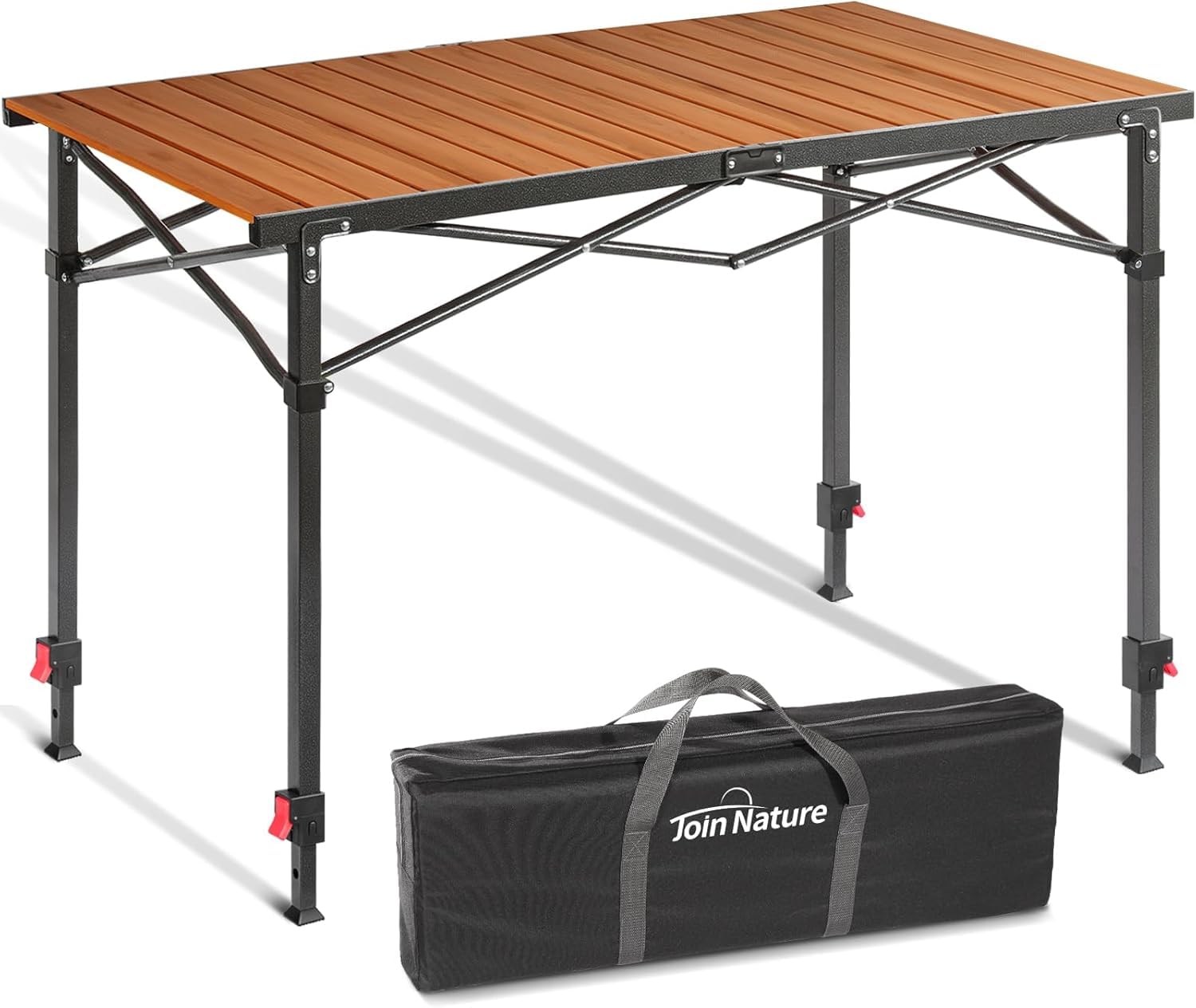 Portable Outdoor Adjustable Height Camping Table, Large for 2-6 Person