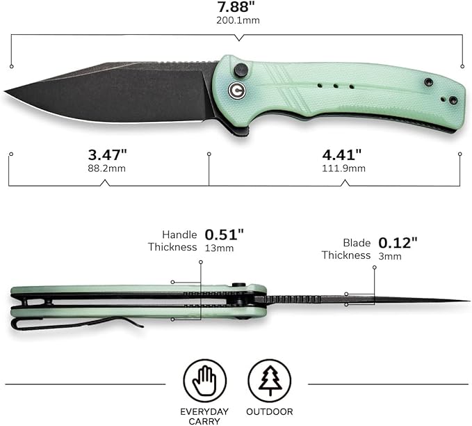 CIVIVI Cogent Button Lock Flipper Pocket Knife, 14C28N Blade G10 Handle, Good for Outdoor EDC Camping C20038D-3 (Natural)