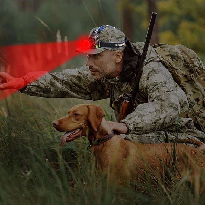 WINDFIRE Red Light Hunting Headlamp High Lumen, Super Bright LED Zoomable Head Lamp Motion Sensor, Headlight Rechargeable, Perfect for Astronomy, Aviation, Night Observation