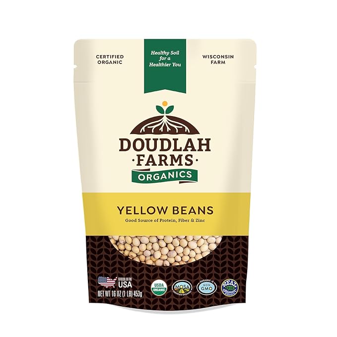 Organic Yellow Canary Beans 1 lb - Non-GMO, USDA Organic, Tested Clean Certified, Vegan - Rich in Fiber & Protein for Soups, Burritos, Salads, & Chili - Grown in the USA, Farmed On Regenerative Soil by Doudlah Farms