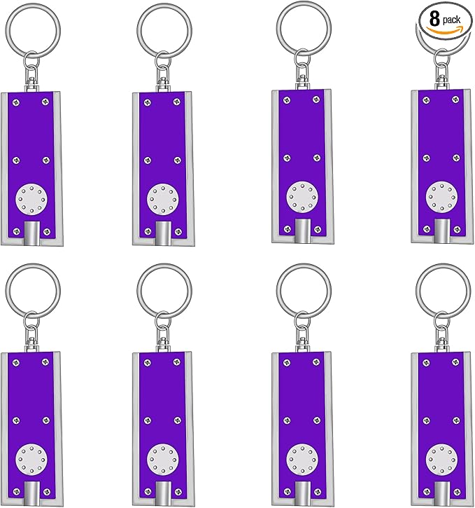UV Keychain Flashlight, Compact Tiny Led Keychain Flashlight Set - 395nm Mini Black Lights for Currency, Scorpion Detection, Portable Illumination with Batteries (8 PCS)