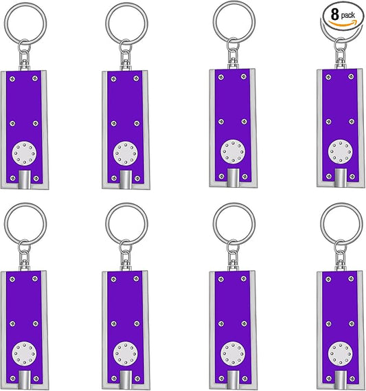 UV Keychain Flashlight, Compact Tiny Led Keychain Flashlight Set - 395nm Mini Black Lights for Currency, Scorpion Detection, Portable Illumination with Batteries (8 PCS)