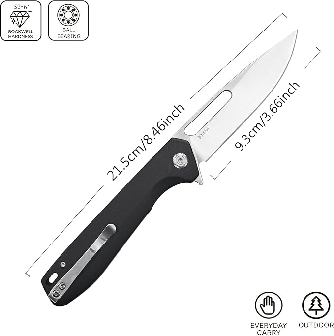 Sitivien ST801 Folding Knife,8Cr18Mov Steel Blade with G10 Handle Pocket Knife EDC Tool Knife for Outdoor Survival, Camping, Hiking,Hunting(Black) …