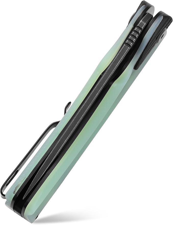 Sitivien ST165 Folding Knife,K110 Steel Blade with G10 Handle EDC Tool Knife Pocket Knife for Outdoor Camping,Hiking,Fishing(Jade)