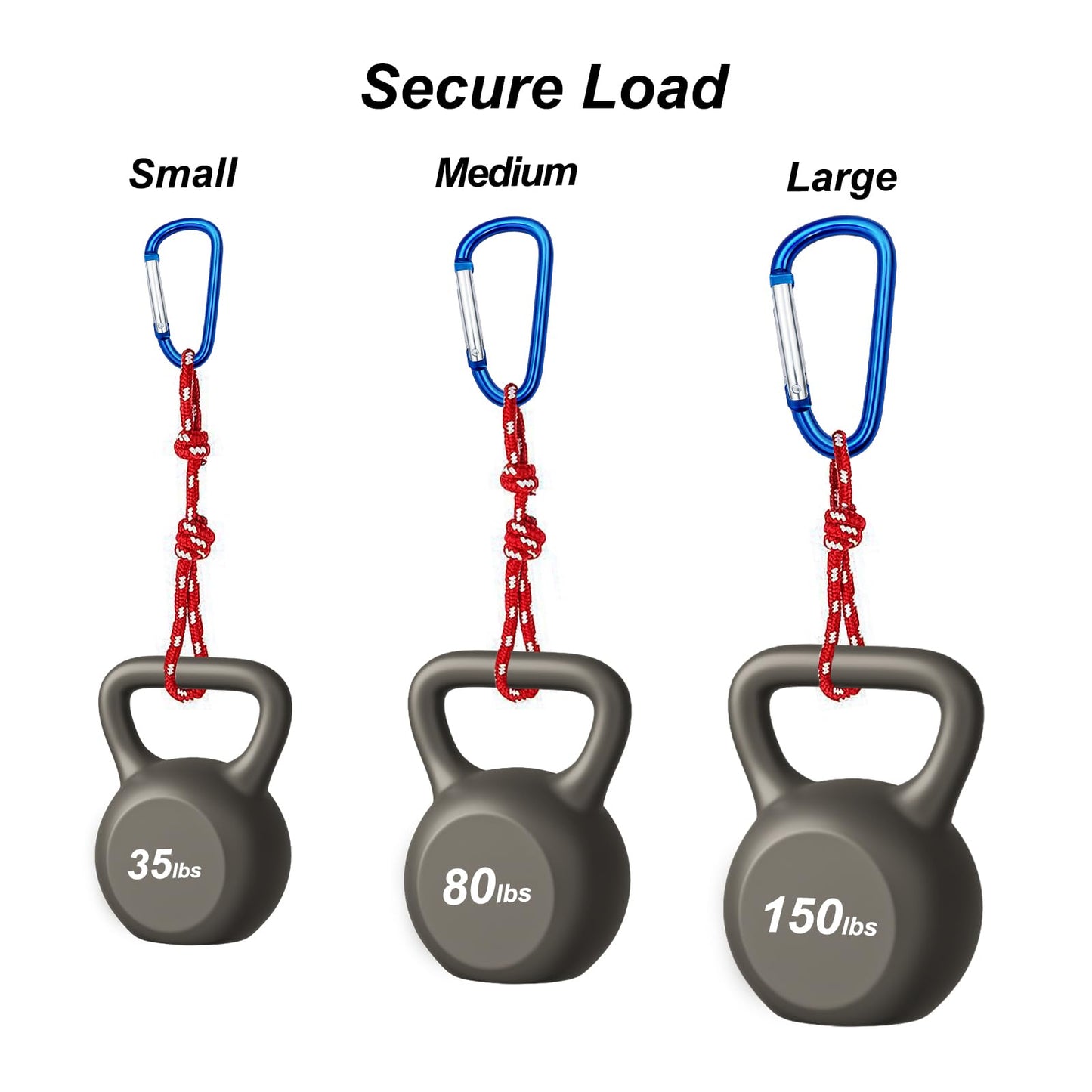 Carabiner Clip Multi Size Pack, Aluminum Carabiner Includes Small 2 Inch Carbineers, Medium 2.3" D