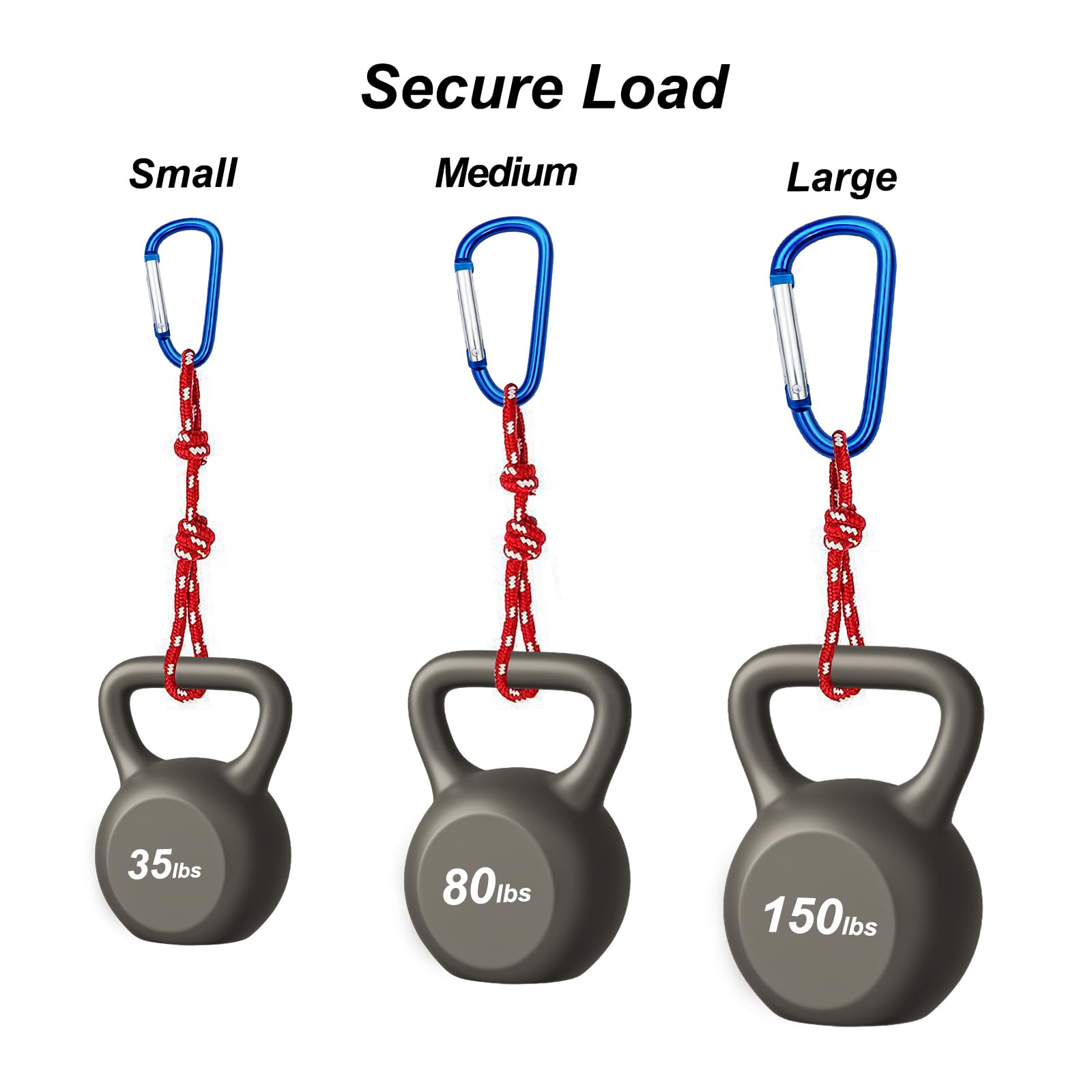 Carabiner Clip Multi Size Pack, Aluminum Carabiner Includes Small 2 Inch Carbineers, Medium 2.3" D