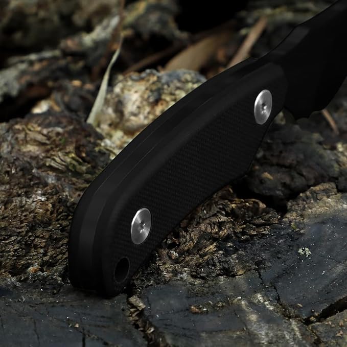 Omesio Neck Knife, 5.82" Small Fixed Blade Tactical Knife, Compact Full Tang EDC Neck Knife with Sheath and Clip, Nessmuk D2 Steel G10 Handle Mini Knife Necklace for Outdoor, Hiking, Camping