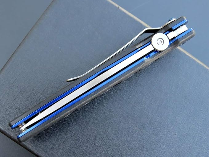 Eafengrow EF27 Folding knife, D2 Steel Blade Everyday Carry, Flipper Open, Liner Lock, G10 Handle Pocket Knifes with Clip for Camping Hiking(Black)