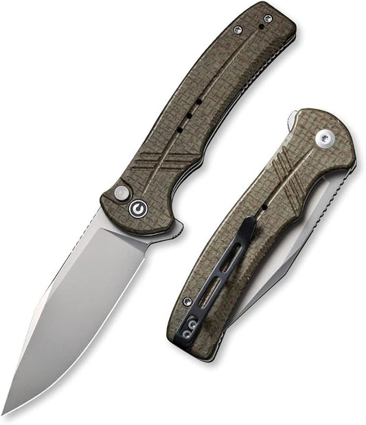 CIVIVI Folding Pocket Knife,Cogent Knife 14C28N Blade Green Micarta Handle for EDC C20038D-5