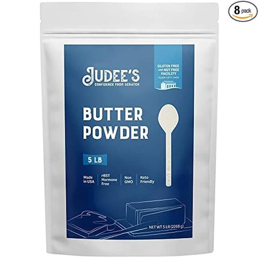 Judee's Gluten Free Butter Powder - Gluten Free Baking & Keto Snacks - Works with Powdered Buttermilk & Dry Milk Powder - 5 lb (Pack of 8)