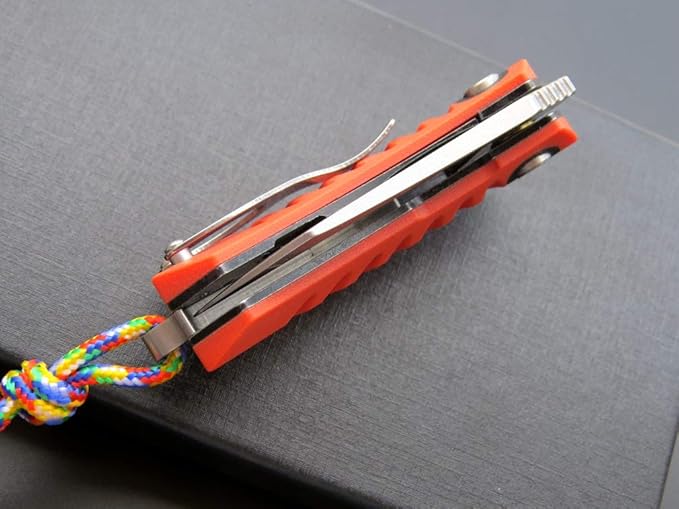 Eafengrow EF85 Folding Knife with Clip Stone Wash D2 Steel Blade G10 Handle Pocket Knife Ball Bearing Flipper Outdoor Camping Survival EDC Tool Knives(orange)