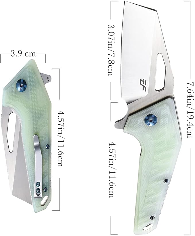 Eafengrow EF933 Pocket Folding Knife EDC D2 Steel Blade Knives G10 Handle Pocket Clip EDC Knife Emergency Outdoor Camping Tools (jade)