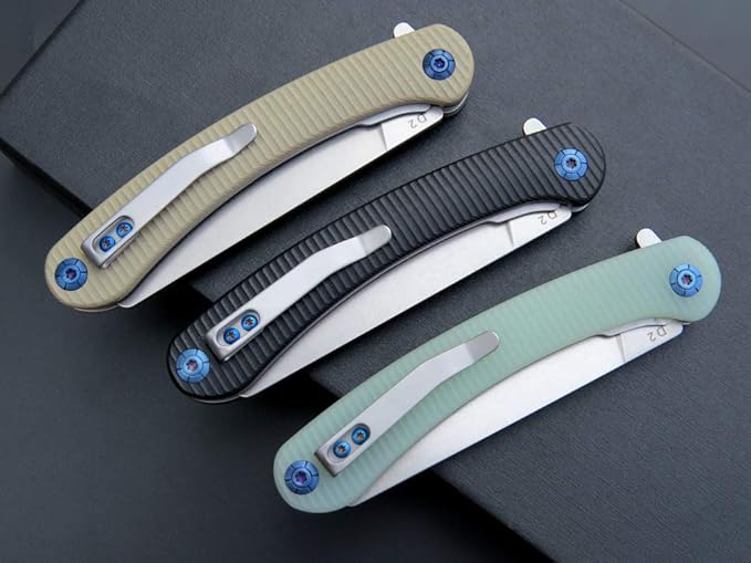 Eafengrow EF939 Folding Pocket Knife with D2 Steel Blade G10 Handle; EDC Pocket Folding Knife for Camping Survival and Outdoor (Black)