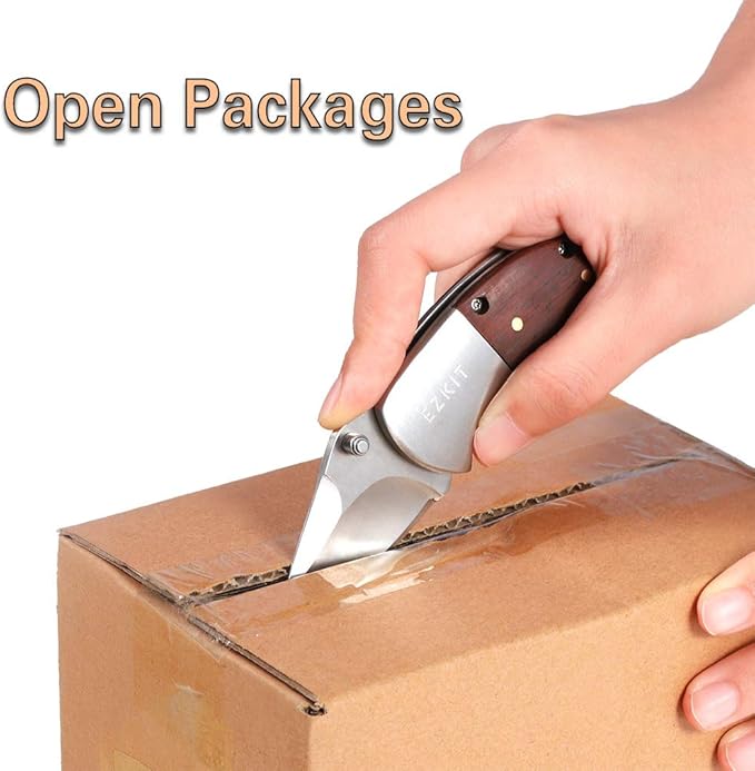 Pocket Knife, Small Folding Wood Handle Stainless Steel Everyday Carry Knife, Blade Length: 2in