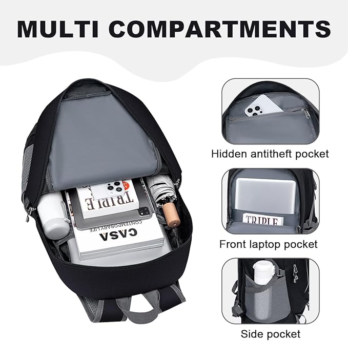 MIYCOO Backpack - Ultra Lightweight Packable Backpack for Travel Camping, 45L Hiking Back Pack Waterproof Foldable Daypack for Men Women Black