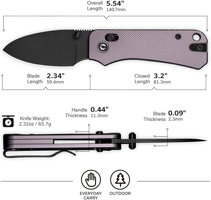 CIVIVI Small Pocket Knife for EDC, Baby Banter 2 Crossbar Lock folding Knife with 2.34" Nitro-V Blade Aluminum Handle, Titanium Thumb Stud Opener C23074-2