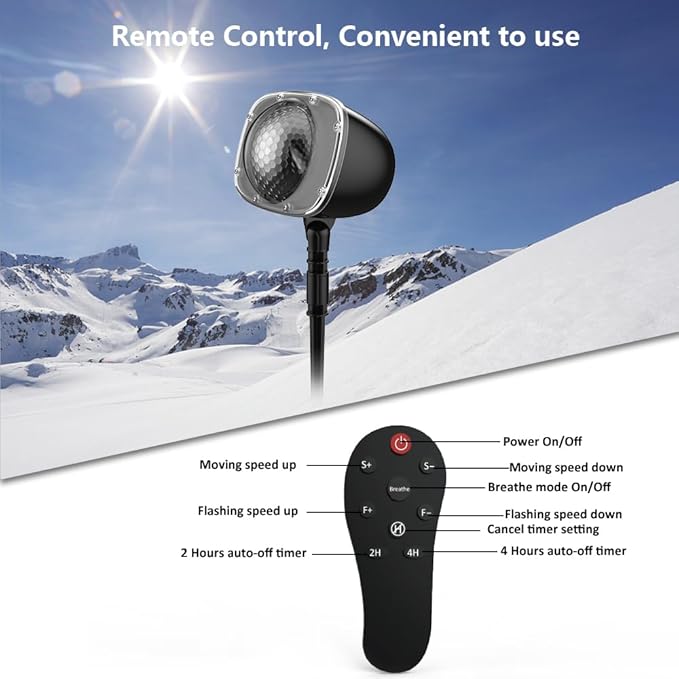 Christmas Snowfall Projector Lights,FLEVO Waterproof Snowfall LED Light Projector,Outdoor Indoor Snow Lighting Projector with Dynamic Snow Effect for Home, Garden, Party, Halloween, Landscape Decor
