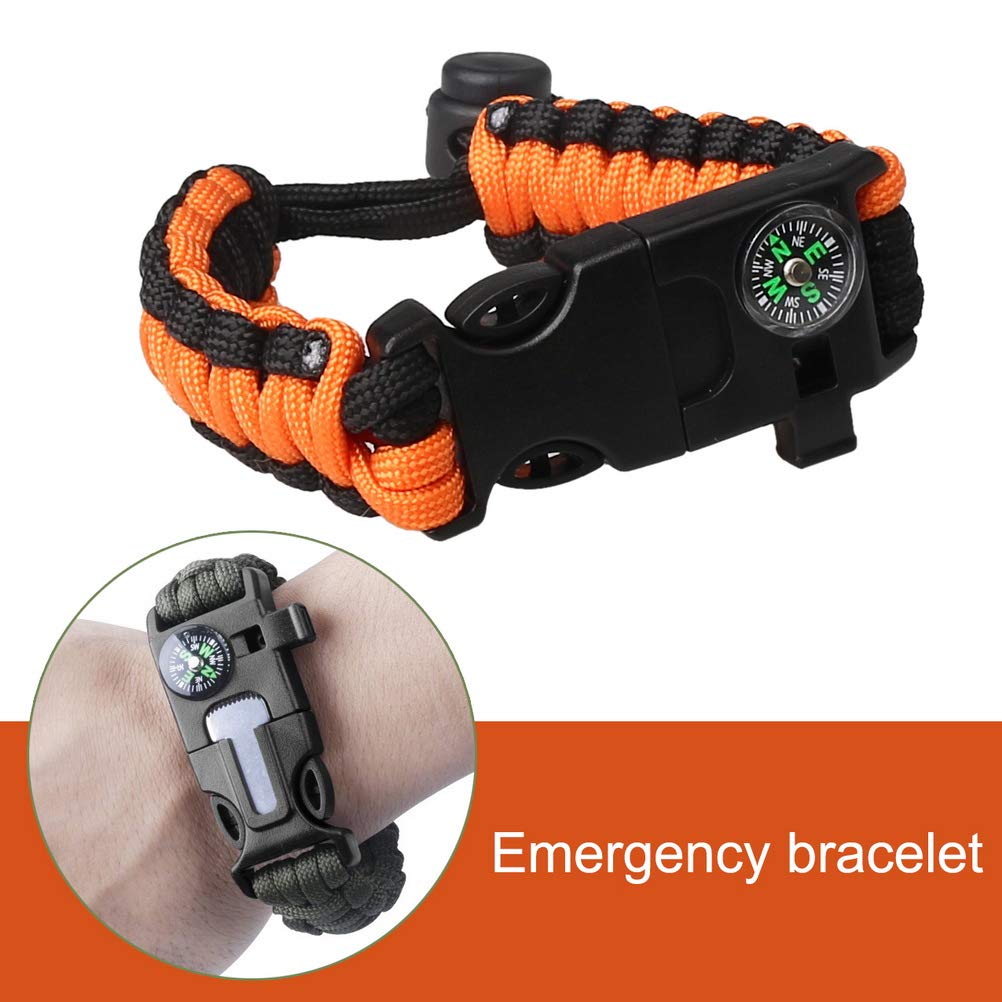 ZHIYE Pimoys 2 Pack Survival Paracord Bracelet Flint Fire Starter Scraper Compass Wilderness