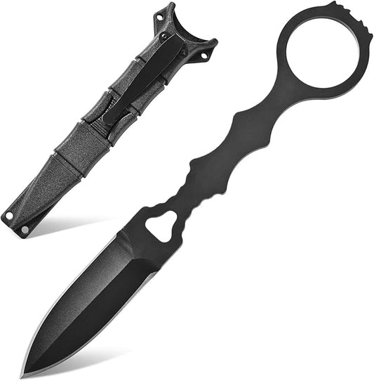 GTK397 Cool Fixed Knife D2 Steel Blade Stainless Steel Handle EDC Tool Knifes for Outdoor Camping Adventure Survival(B)