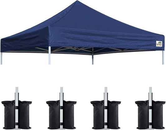 Eurmax USA New 10x10 Pop Up Canopy Replacement Canopy Tent Top Cover, Instant Canopy Top Cover ONLY, Choose 30 Colors,Bonus 4PC Pack Weight Bag (Navy Blue)