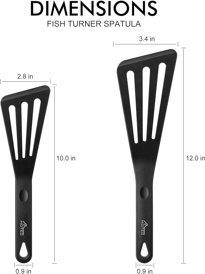 HOTEC 600??Heat Resistant Silicone Slotted Fish Turner Spatula Set, BPA Free Flipper Cooking Spatulas, for Non Stick Cookware Dishwasher Safe, Black