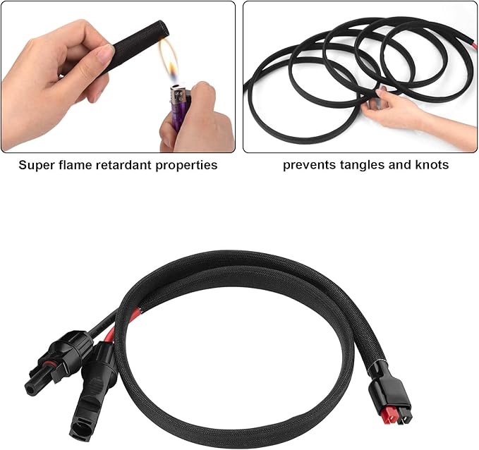 iGreely Connector Solar Panel Cable Kits for Solar Panel RV Marine Boat Portable Solar Generator Power Station 10AWG 60cm/2ft