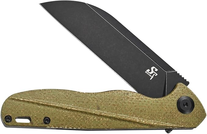 Sitivien ST103 Folding Knife, D2 Steel Blade,Micarta Handle EDC Tool Knife for Outdoor, Camping, Hunting, Survival(Green)