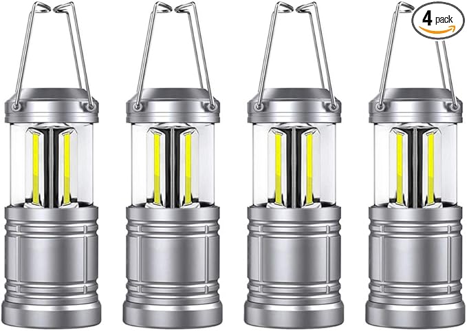 LED Camping Lantern Lights - 500 Lumens Collapsible Camping Lights - Power Outage Lantern Battery Powered for Emergency, Hurricane, Storms, 4 Pack