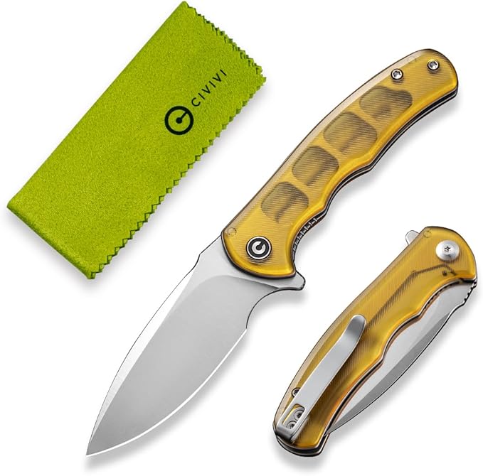 CIVIVI Mini Praxis Pocket Knife for EDC, Folding Pocket Knife with 2.98" D2 Blade Ultem Handle with Flipper for Men Women C18026C-4