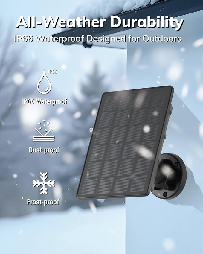 EcoShield Solar Panel Battery for Ring Outdoor Camera ??UPPEROSEY 4W Solar Powered Outdoor Charger with 4400 mAh Battery for Home Security Driveway, IP66, Included USB-C & Barrel Plug, Black