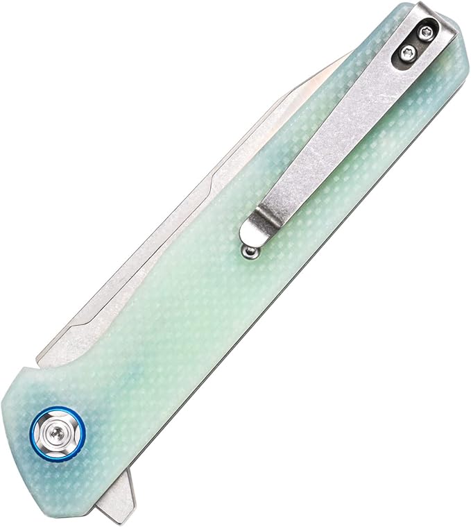 Sitivien ST135 Folding Knife,D2 Steel Blade G10 Handle Outdoor EDC Knife for Hunting Fishing Camping(Jade)