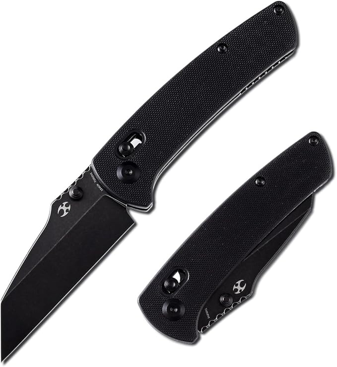 KANSEPT Main Street Pocket Folding Knife, 3.36''Black Ticn Coated 154cm Sharp Steel Blade, G10 Handle with Axis Lock and Thumb Stud, Perfect Clip for Camping Hiking Fishing Gift Everyday Carry T1015v1