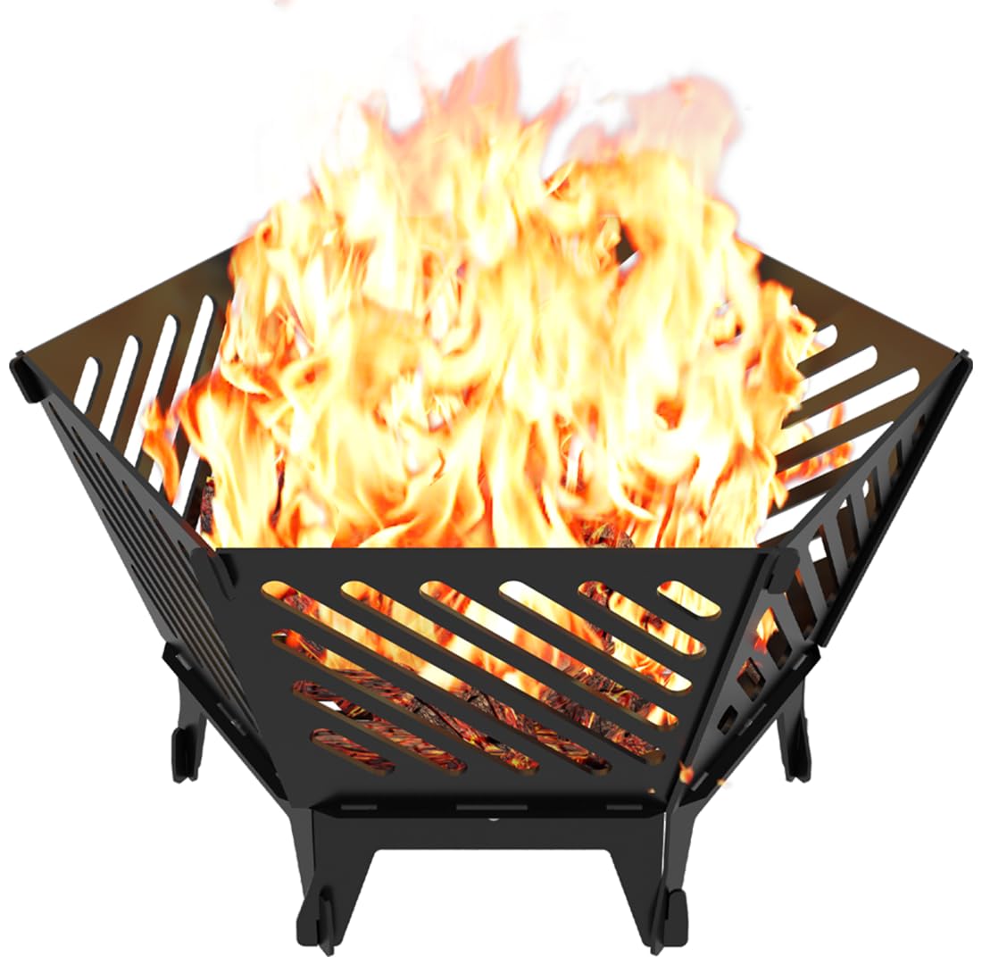 Waaliji 22.5 Inch Portable Hexagon Fire Pit with Travel Bag — Smokeless Patented Design Outdoor