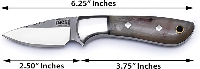 GCS Handmade D2 Tool Steel Tactical knife Hunting Knife CampKnife with leather sheath Full tang blade designed for Hunting & EDC GCS 235 (Horn Handle)
