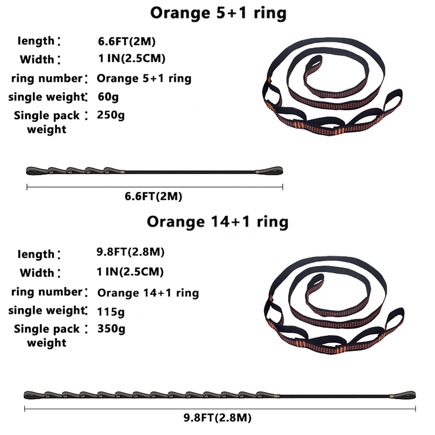 Pezlun Hammock Tree Straps Tree Swing Straps Kit Best 6.6 FT Holds 1320 LBS 5+1 Adjusting Ring